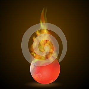 Burning Red Ball on Fire Flame