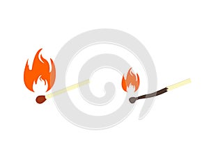 Burning safety and burning out matches. Working burnout conception. Vector