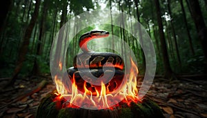 Burning Serpent in Forest