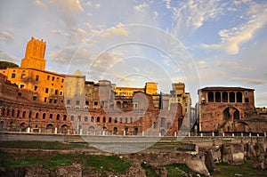 Burning sky over the Roman Forum