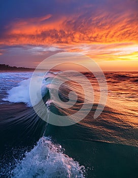 Burning Sky. The wave are nice while the sky full of burning color