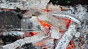 Burning and smoldering firewood
