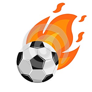 Burning soccer ball. Fire soccer ball. Vector illustration.