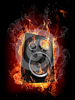 Burning speaker photo