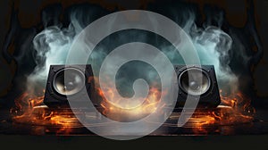 Burning speaker music style background