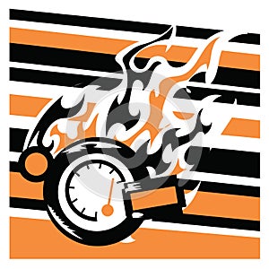 burning speedometer. Vector illustration decorative design