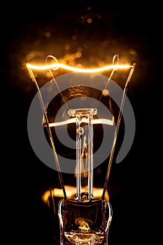 Burning spiral light bulb