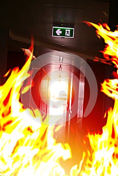 Burning staircase . Emergency exit .