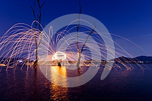 Burning Steel Wool spinning
