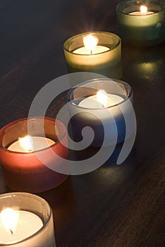 Burning tea light candles