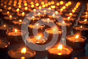 Burning tea lights candles,