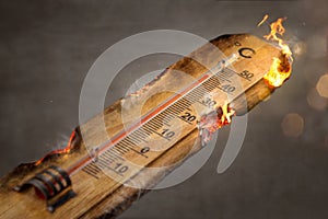 Burning Thermometer Showing High Temperature