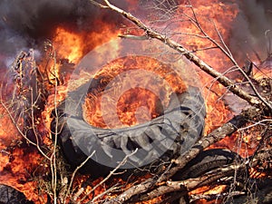 Burning tire