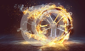 Burning Tyre with flames