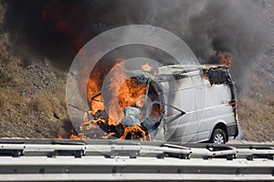 Burning van