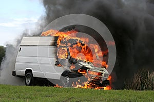 Burning van