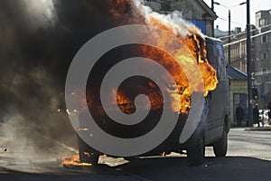 Burning van