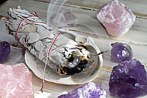 Burning White Sage Smudge Stick