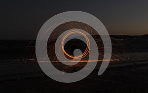 Burning wire wool image, light trails