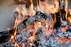 Burning wood to obtain carbon