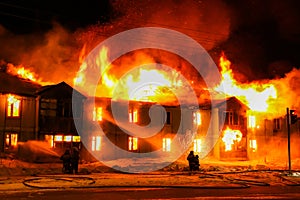 Burning wooden house