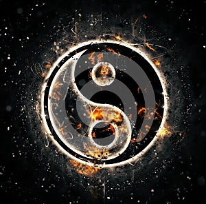 Burning yin-yang sign
