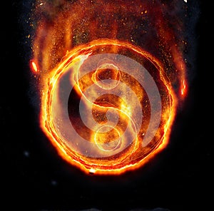 Burning yin-yang sign