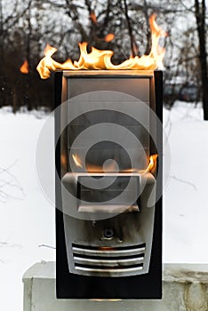 Burninging computer case