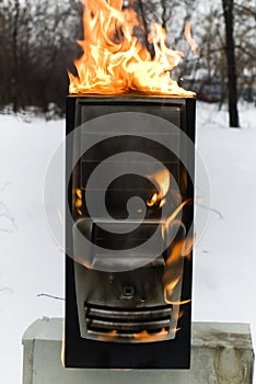 Burninging computer case