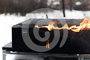 Burninging computer case