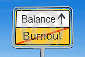 Burnout and balance sign