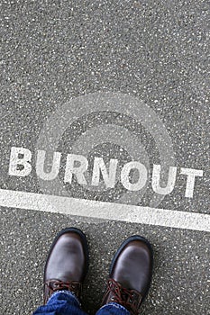 Burnout ill illness stress stressed at work business concept