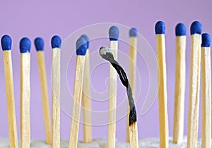 Burnout matches. Burnout and stress concept photo