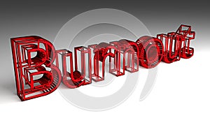 Burnout sign in red and glossy letters