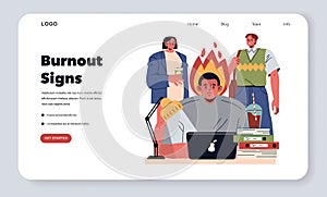 Burnout Signs. Flat Vector Illustration