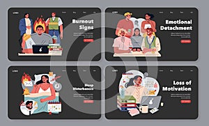 Burnout Signs. Flat Vector Illustration