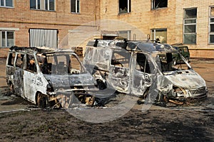 Burnt down cars