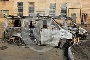 Burnt down cars