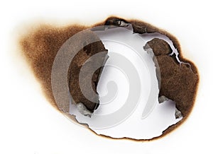 Burnt hole of paper