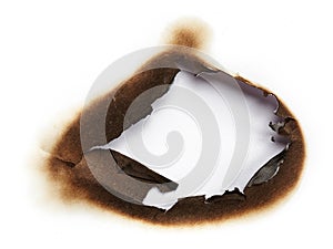 Burnt hole of paper