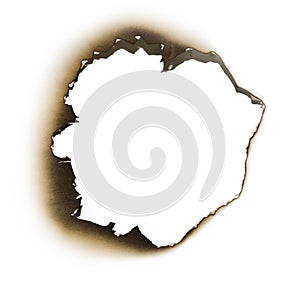 Burnt hole in a piece of paper