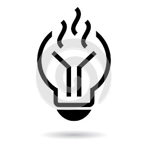 Burnt light bulb vector icon