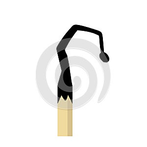 Burnt match. Black charred stick. Flat cartoon