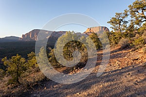 Burnt Mountain and Kolob Fingers seen from Smith Mesa, Utah, USA at sunset