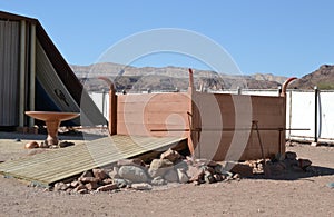 Burnt offering altar, Model of Tabernacle, tent of meeting in Timna Park, Negev desert, Eilat, Israel