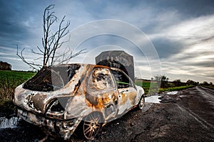 Burnt out car