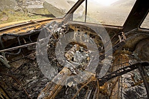 Burnt out and rusted car