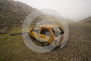 Burnt out and rusted car