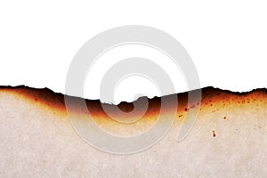 Burnt paper edges isolated on white background. template for design
