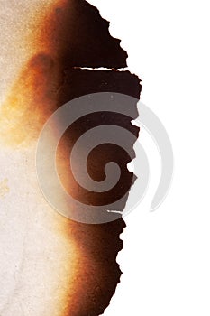 Burnt paper edges isolated on white background. template for design